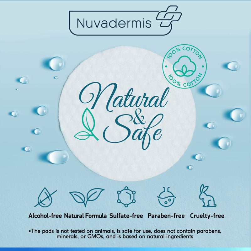Nuvadermis أقراص تقشير نوفاديرميس 35% حمض الجليكوليك - تقشير الوجه لإزالة الرؤوس السوداء، البقع الداكنة، وحب الشباب - آمنة للبشرة الحساسة - 60 قرص مزدوج الجوانب - Image 3