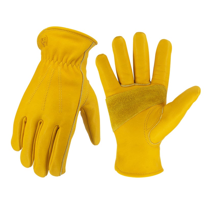KKOYING Leather Work Gloves for Men & Women, Gardening Gloves, Reinforced Durable Cowhide Work Gloves, Puncture & Cut Resistant (Large) - Image 1