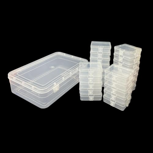 URBAA Plastic Storage Box Set, Clear Containers with Locking Lids, 25 Pieces, 1 Big Container with 24 Small Boxes for Jewellery, Pins and Beads - Image 1