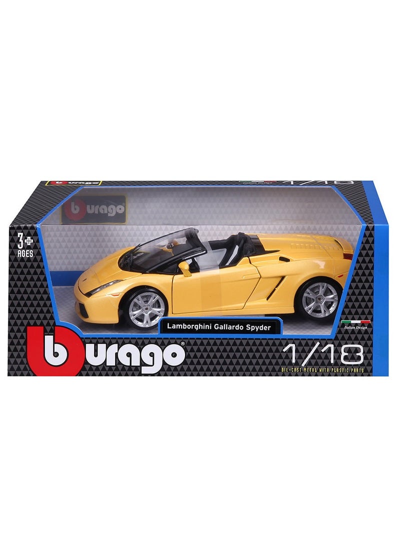 Bburago Lamborghini Gallardo Spyder - Metallic Yellow  - Image 2