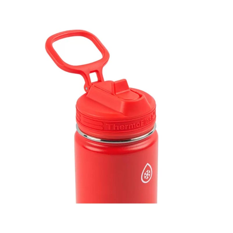 ThermoFlask زجاجة ماء من الفولاذ المقاوم للصدأ ThermoFlask سعة 16 أونصة، عبوة من 2، أحمر وأكوا ماريين - Image 2