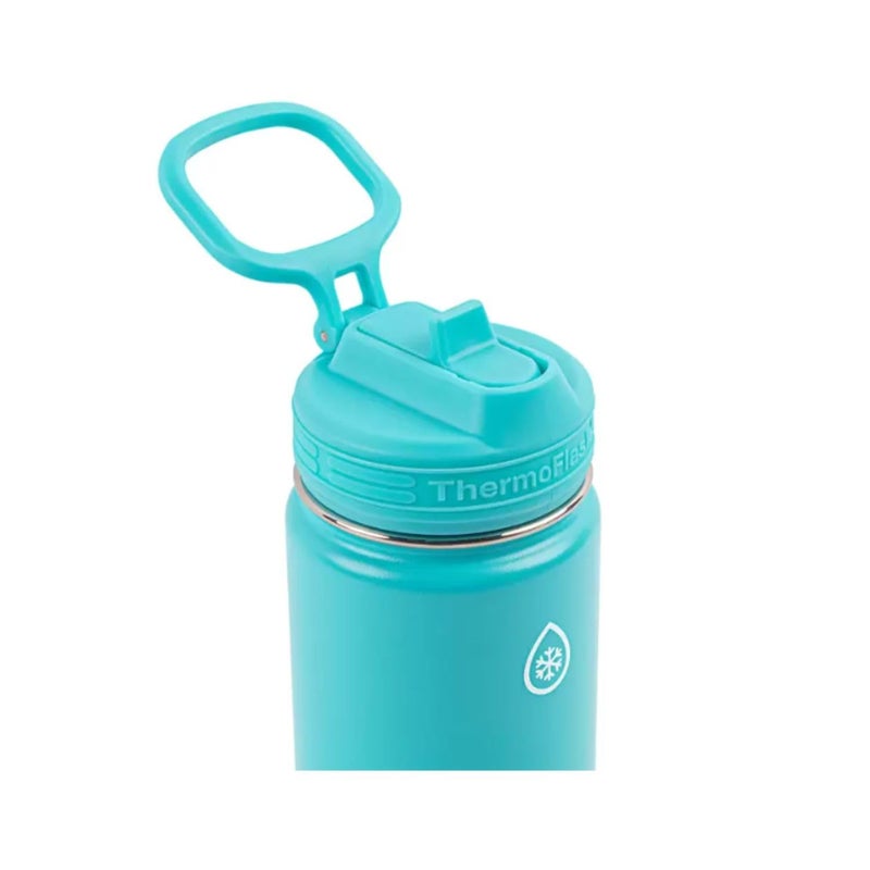 ThermoFlask زجاجة ماء من الفولاذ المقاوم للصدأ ThermoFlask سعة 16 أونصة، عبوة من 2، أحمر وأكوا ماريين - Image 4