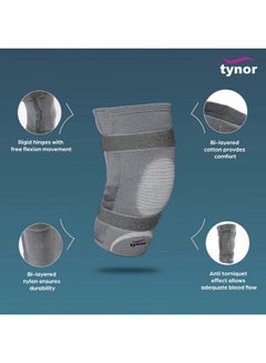 Tynor TYNOR Knee Cap With Rigid Hinge, Grey, Large, 1 Unit  - Image 2