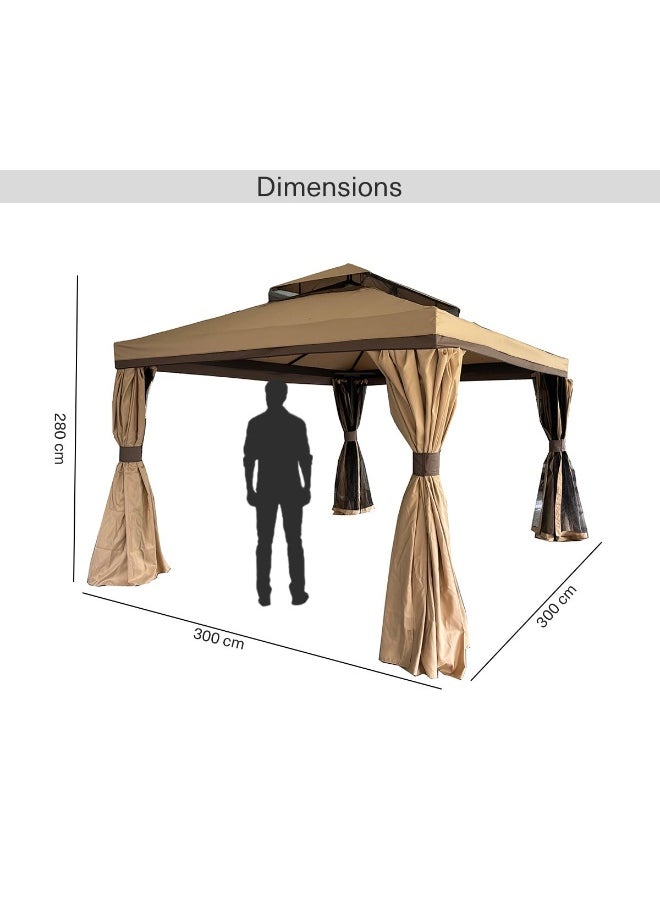 Pan Home Romana Aluminium Gazebo 3X3 M - Biege  - Image 4