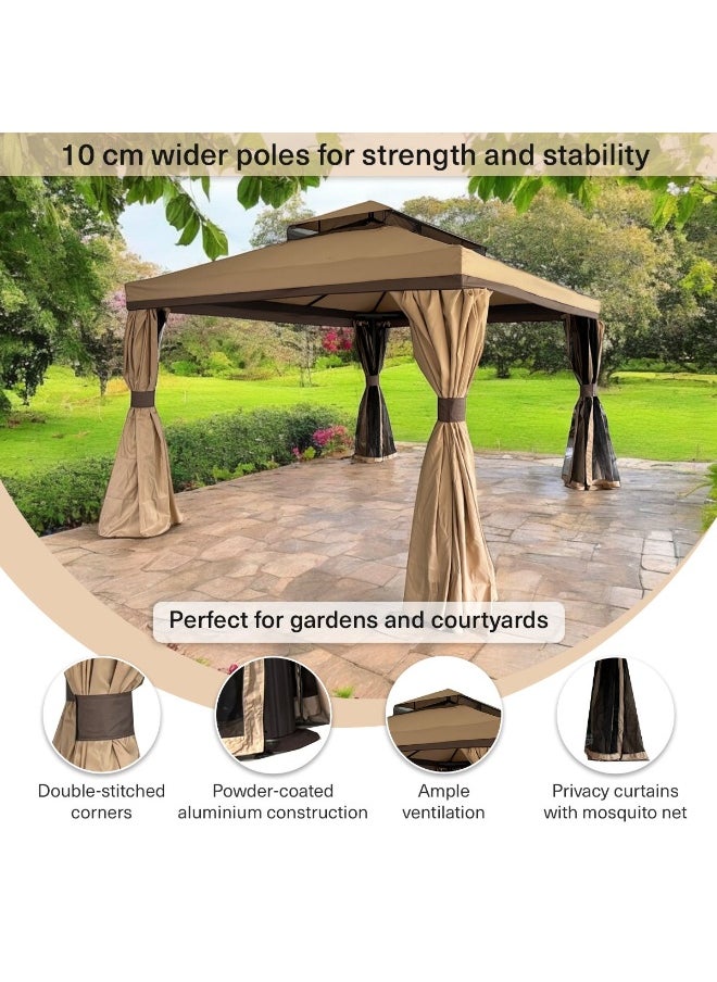 Pan Home Romana Aluminium Gazebo 3X3 M - Biege  - Image 5