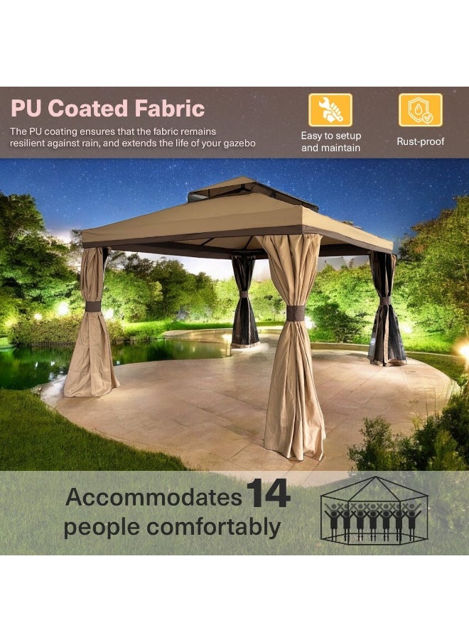 Pan Home Romana Aluminium Gazebo 3X3 M - Biege  - Image 1