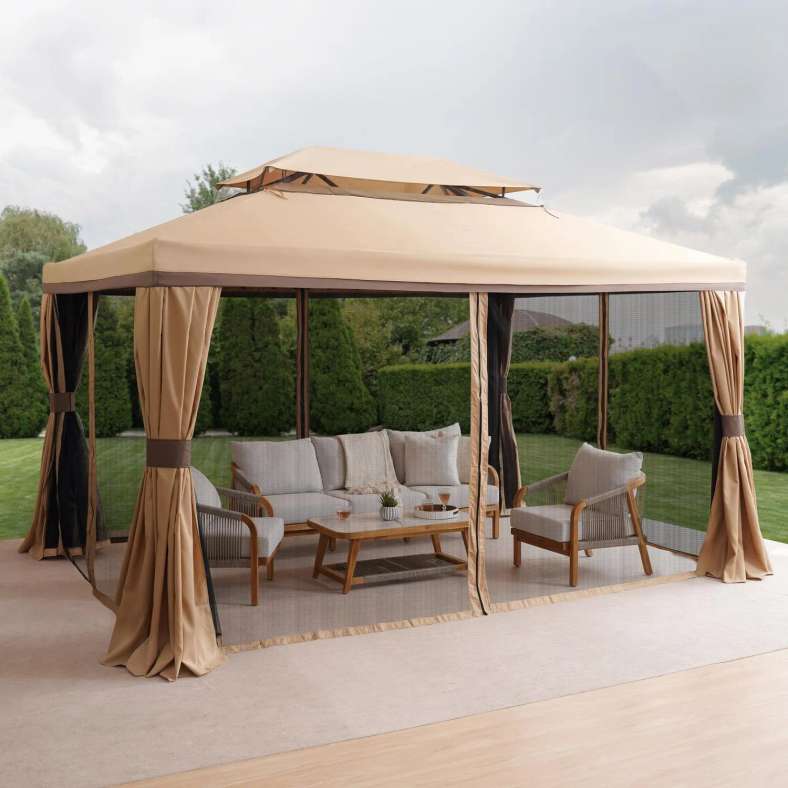 Pan Home ROMANA ALUMINIUM GAZEBO 3X3 M - BIEGE - 064SMD1000008 - Image 3
