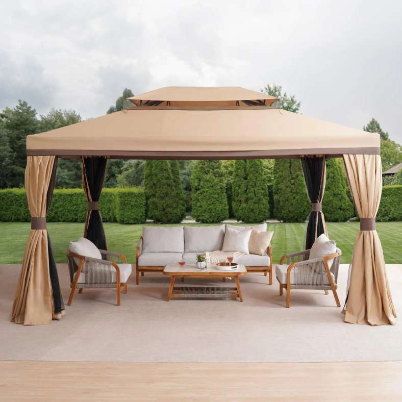 Pan Home ROMANA ALUMINIUM GAZEBO 3X3 M - BIEGE - 064SMD1000008 - Image 2