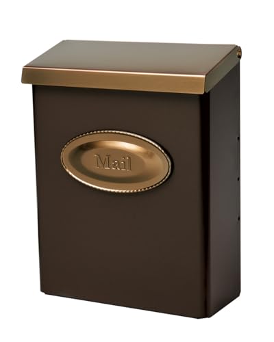 Architectural Mailboxes Designer Locking Vertical WallMounted Mailbox for Outside Modern Metal Galvanized Steel Medium Mail Box with Lock and Key Drop Box Bronze with Optional Mail Emblem - Image 1
