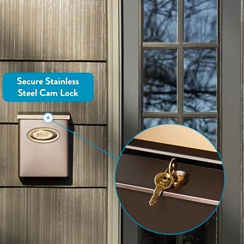 Architectural Mailboxes Designer Locking Vertical WallMounted Mailbox for Outside Modern Metal Galvanized Steel Medium Mail Box with Lock and Key Drop Box Bronze with Optional Mail Emblem - Image 3