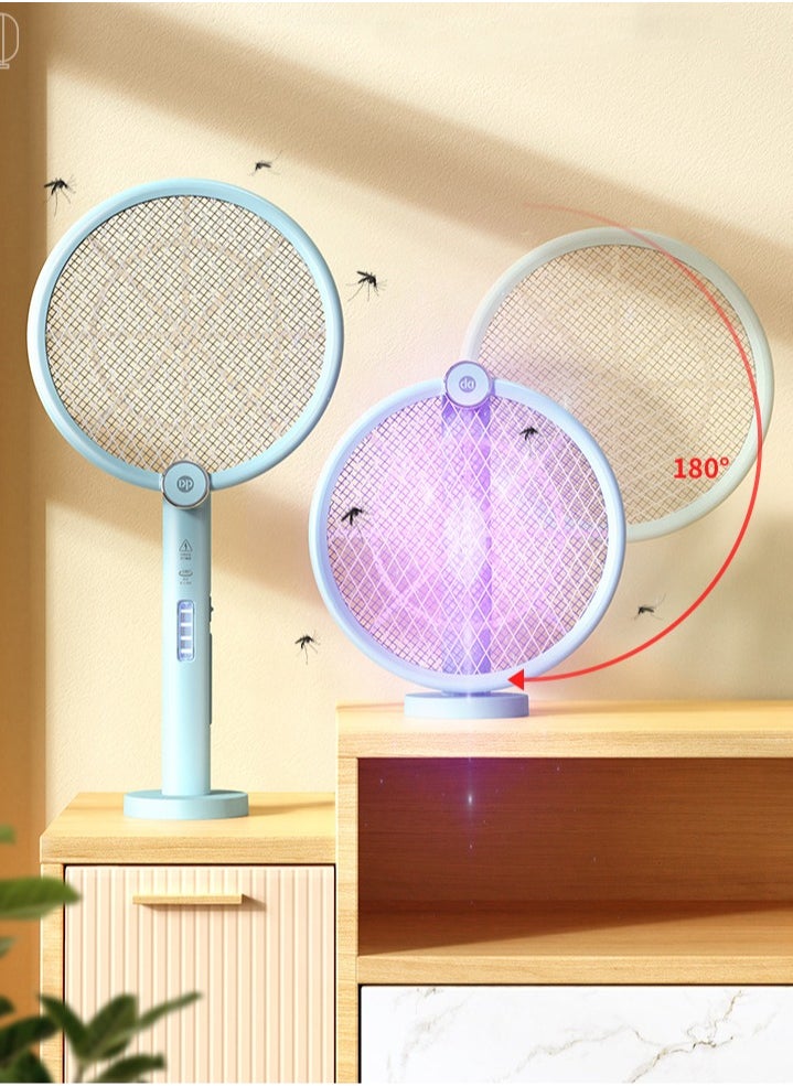 DP - Electric Fly Swatter Folding Mosquito Zapper Handheld Mosquito Zapper 3000 Volt Insect Fly Trap Fly Zapper Racket for Indoor and Outdoor Pest Control Large Size with LED Light - Image 1