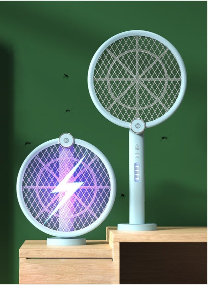 DP - Electric Fly Swatter Folding Mosquito Zapper Handheld Mosquito Zapper 3000 Volt Insect Fly Trap Fly Zapper Racket for Indoor and Outdoor Pest Control Large Size with LED Light - Image 1