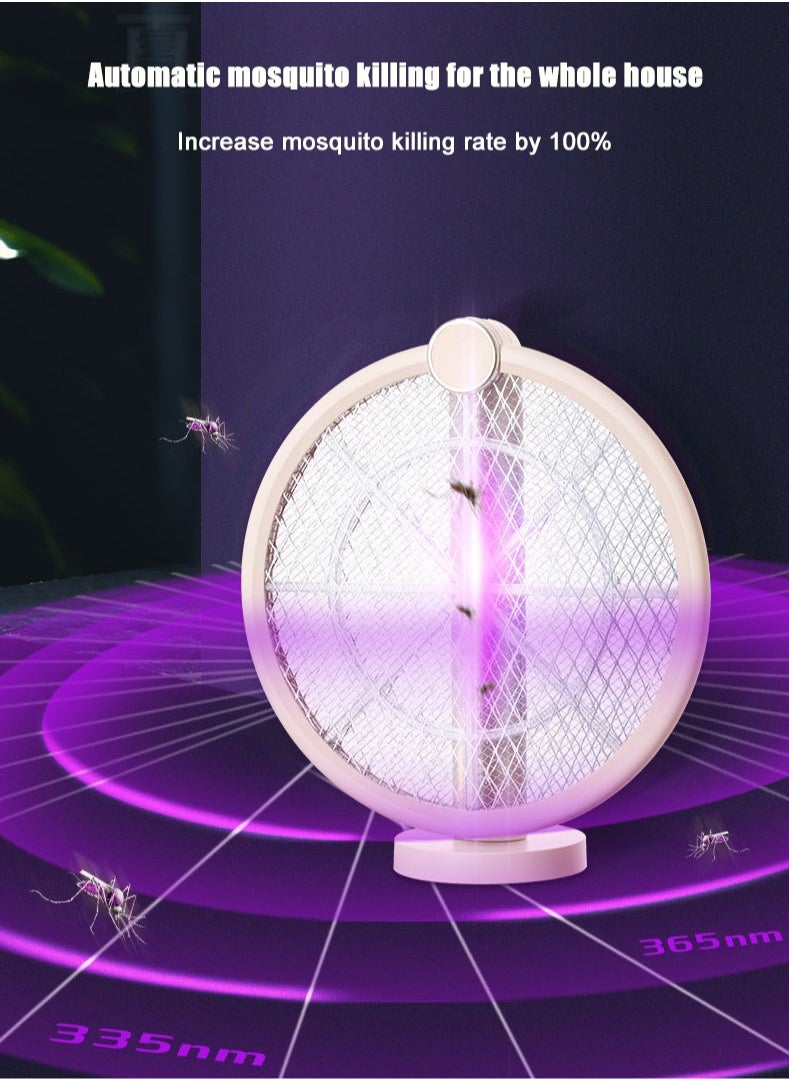 DP - Electric Fly Swatter Folding Mosquito Zapper Handheld Mosquito Zapper 3000 Volt Insect Fly Trap Fly Zapper Racket for Indoor and Outdoor Pest Control Large Size with LED Light - Image 1