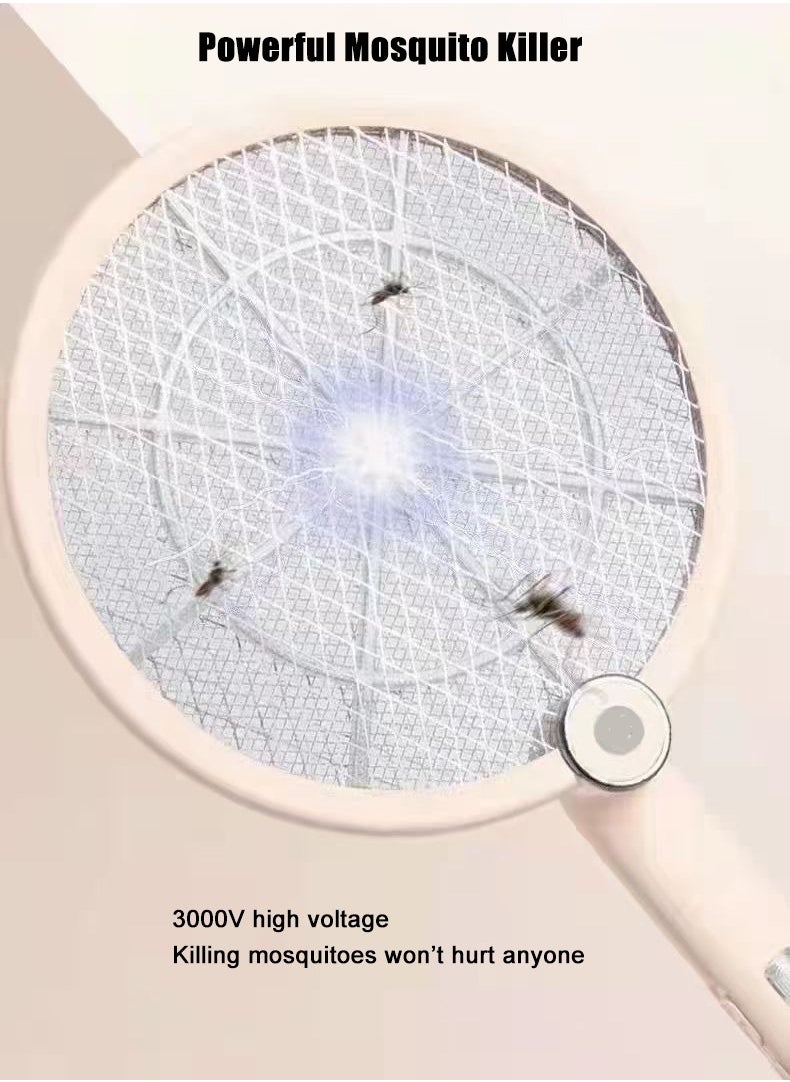 DP - Electric Fly Swatter Folding Mosquito Zapper Handheld Mosquito Zapper 3000 Volt Insect Fly Trap Fly Zapper Racket for Indoor and Outdoor Pest Control Large Size with LED Light - Image 1