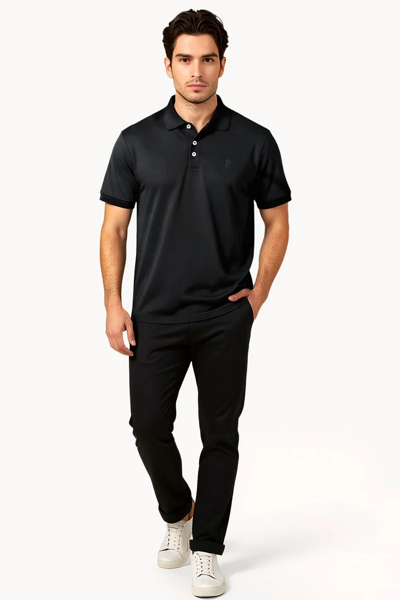 فرنش كونكشن Popcorn Black Polo Shirt