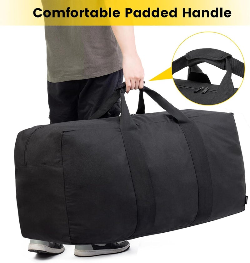 Vorspack Extra Large Duffle Bag for Travel - 100L Duffel Bag for Men Gear Bag for Storage Foldable Weekender Bag for Overnight Camping - Black - Image 4