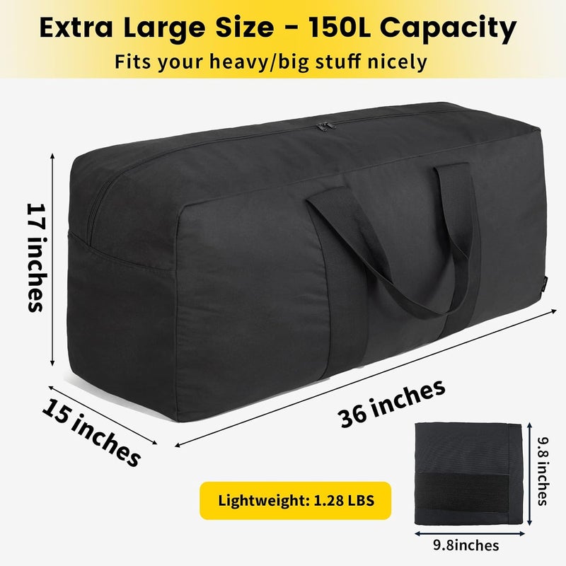 Vorspack Extra Large Duffle Bag for Travel - 100L Duffel Bag for Men Gear Bag for Storage Foldable Weekender Bag for Overnight Camping - Black - Image 1