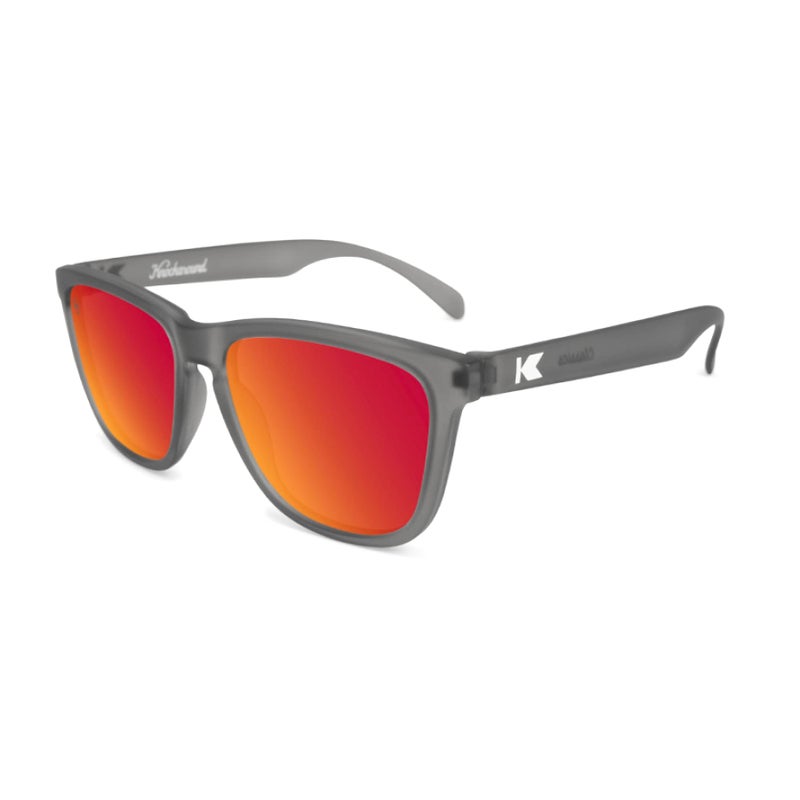 Knockaround Classics Polarized Sunglasses for Men & Women - Impact Resistant Lenses & Full UV400 Protection, Translucent Grey Frames/Red Reflective Lenses - Image 1