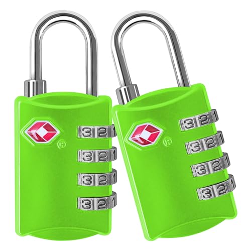 Desired Tools TSA Locks for Luggage 2Pc Durable Steel Padlock Keyless Easy to Read 4Digit Combination Lock for Backpacks Travel Suitcases Toolbox Filing Cabinets Baggage Gym Locker Green