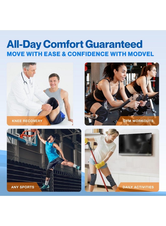 Modvel 2 Pack Knee Brace for Women & Men - Workout Knees Compression Sleeve for Knee Pain Relief Joint Support for ACL, Arthritis, Meniscus Tear Knees Brace for Sports, Rodilleras para Gym Fitness - Image 4