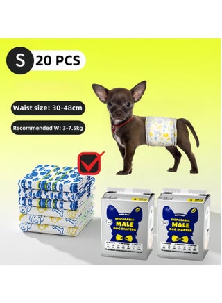 Disposable Male Dog Diapers - 20Pcs Super Absorbent Male Dog Wraps for Small to Large Dogs, 360 Leak-Proof with Wetness Indicator Size S, Recommend weight: 3-7.5kg - view 2