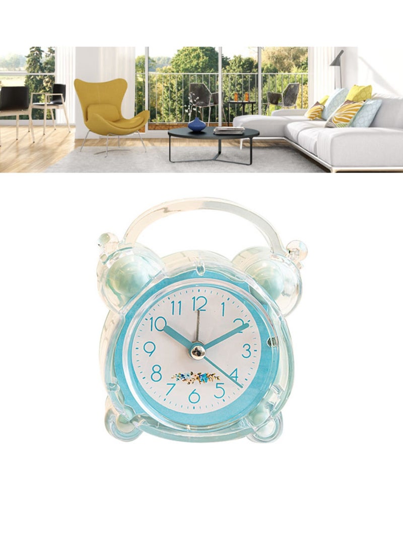 Velaurs - Children'S Cartoon Alarm Clock Abs Double Bell Clock Suitable For Bedroom Table Blue - Image 1