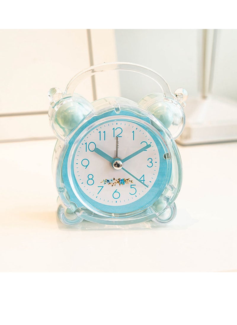 Velaurs - Children'S Cartoon Alarm Clock Abs Double Bell Clock Suitable For Bedroom Table Blue - Image 1