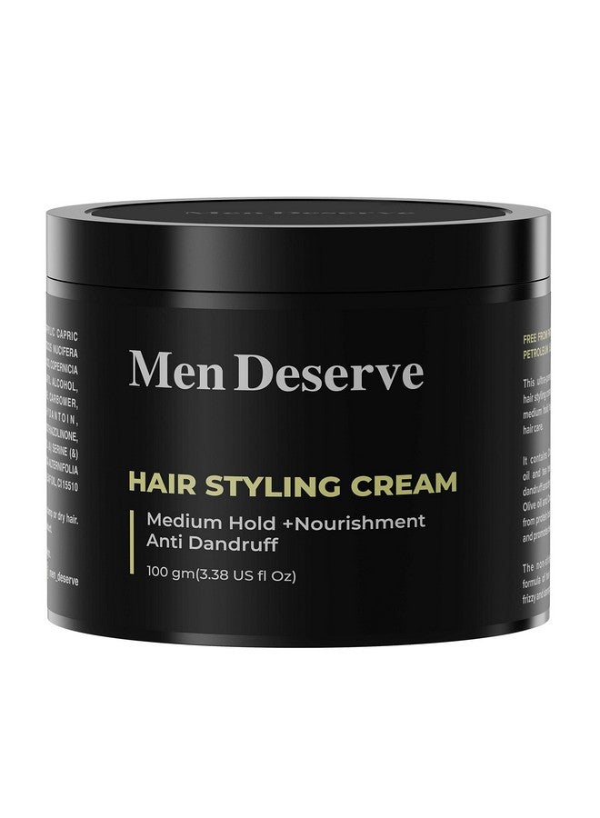 مين ديسيرف Men Deserve - كريم تصفيف الشعر (100 جرام) | يوفر ثباتًا وتغذية متوسطة | خالٍ من البارابين والكبريتات | كريم شعر غير دهني بزيت الزيتون وزيت جوز الهند والكيراتين | كريم شعر للشعر الجاف والمجعد - Image 1