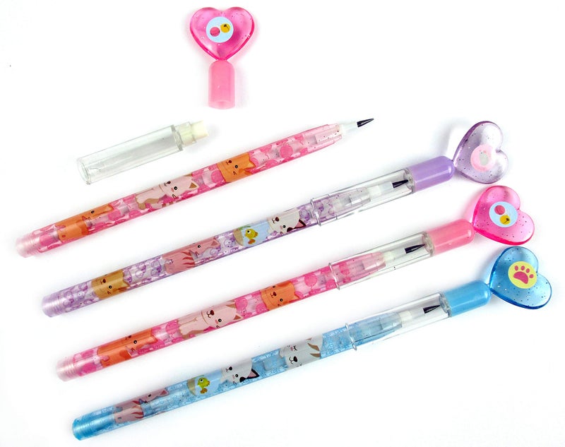 TINYMILLS 24 Pcs Cats Kittens Multi Point Stackable Push Pencil Assortment with Eraser for Kittens Birthday Party Favor Prize Carnival Goodie Bag Stuffers Classroom Rewards Pinata Fillers - Image 3