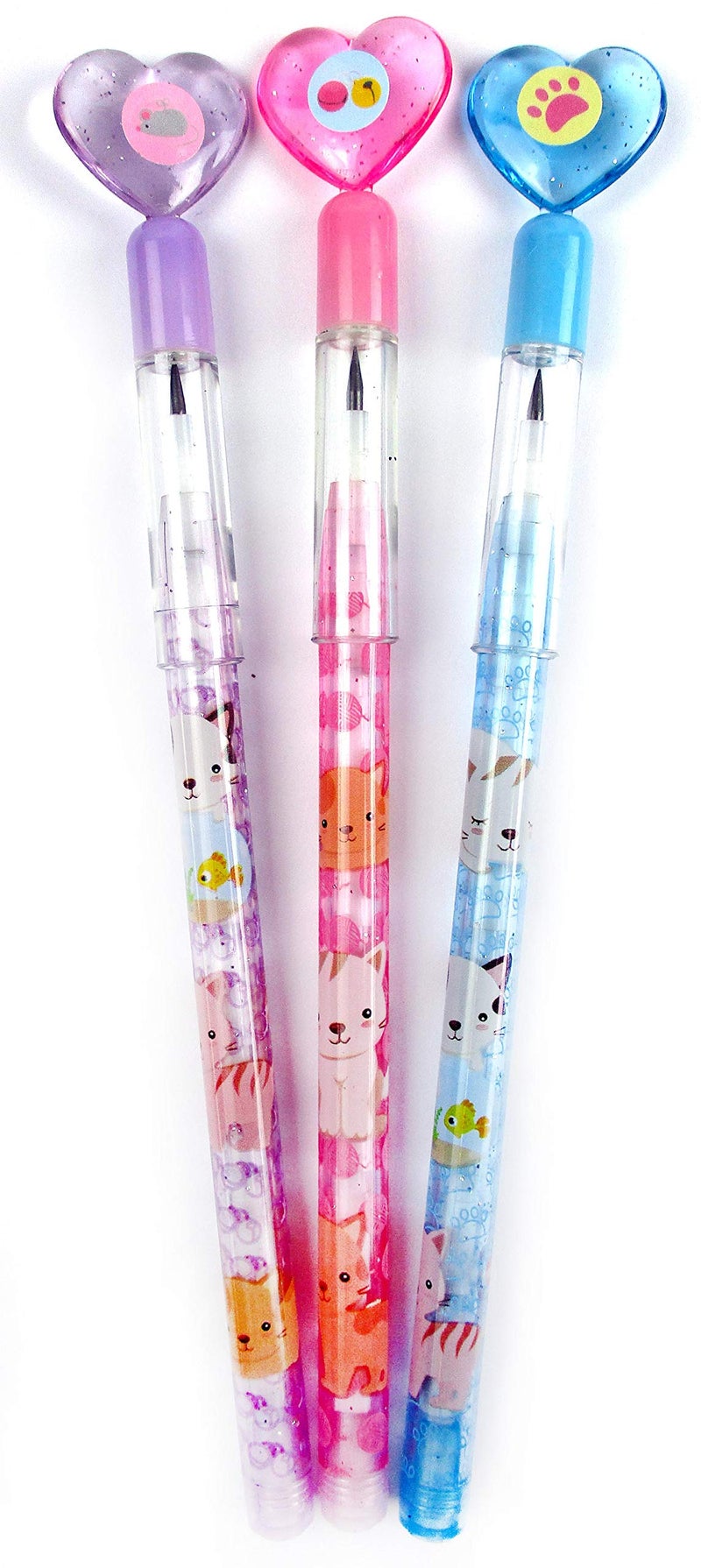TINYMILLS 24 Pcs Cats Kittens Multi Point Stackable Push Pencil Assortment with Eraser for Kittens Birthday Party Favor Prize Carnival Goodie Bag Stuffers Classroom Rewards Pinata Fillers - Image 2