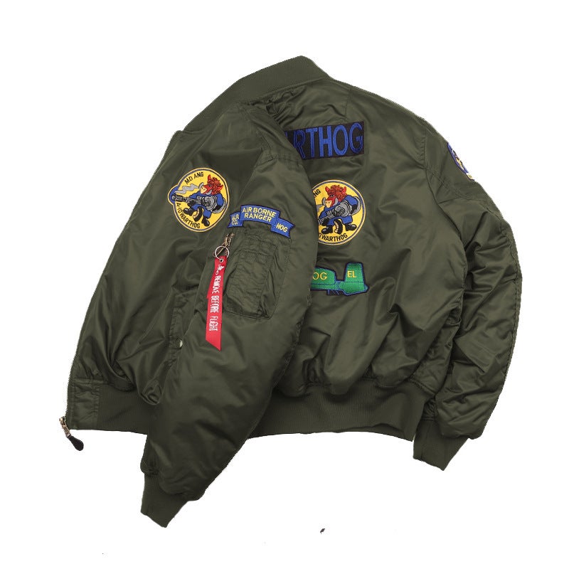 Generic 2024 Spring and Autumn Bomber Jacket Maipin Racing Suit MA1 Alpha Jacket American Baseball Suit Men Green (thickened) 