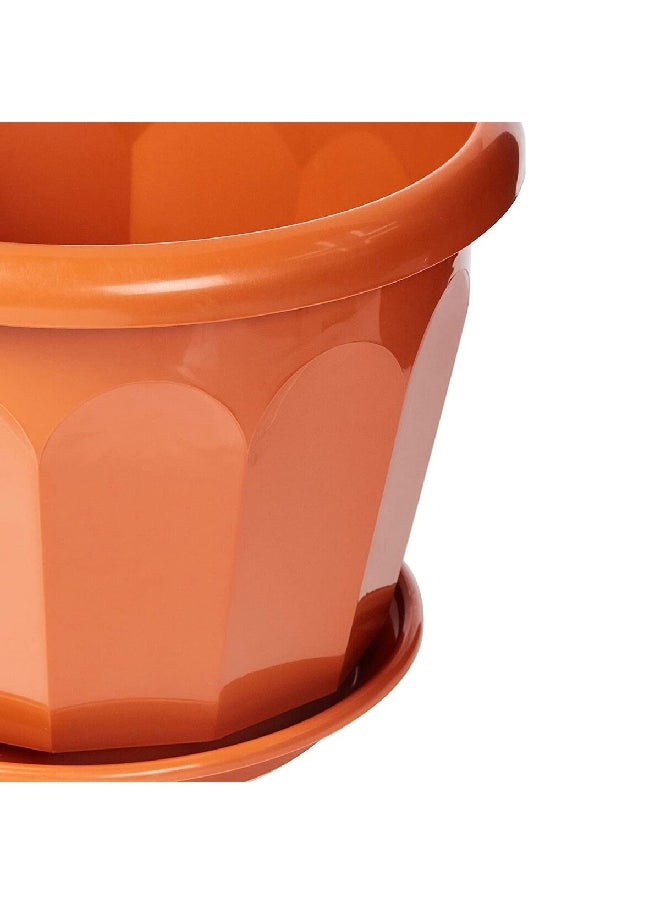 Cosmoplast Elegant Durable and Weather Resistant Flower Pot with Tray Brown 40 x 40 x 30 cm IFFP40081GR  - Image 4