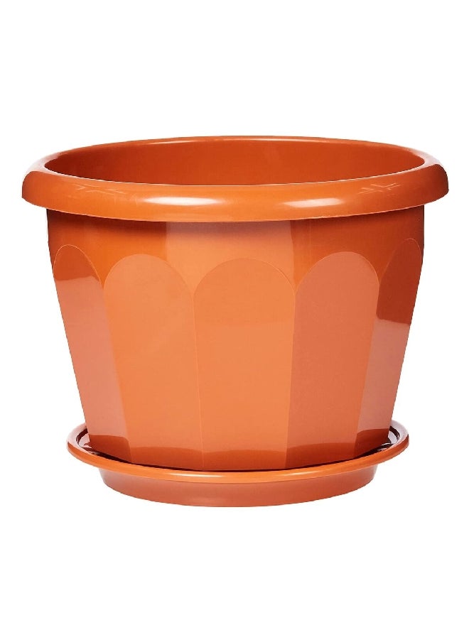 Cosmoplast Elegant Durable and Weather Resistant Flower Pot with Tray Brown 40 x 40 x 30 cm IFFP40081GR  - Image 2