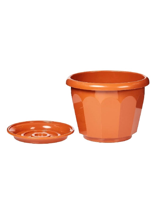 Cosmoplast Elegant Durable and Weather Resistant Flower Pot with Tray Brown 40 x 40 x 30 cm IFFP40081GR  - Image 3