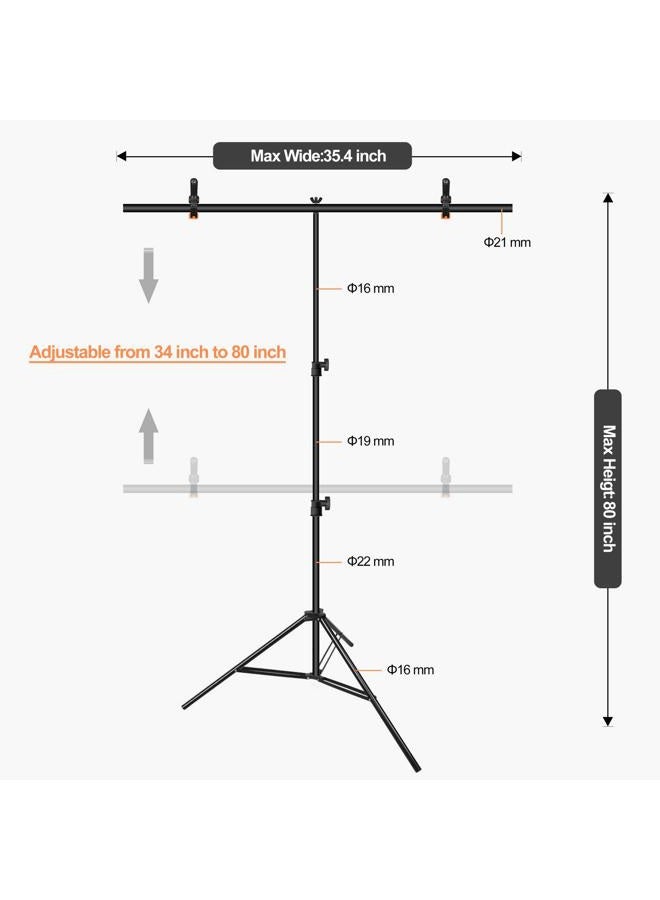 EMART 3x6.5ft T-Shape Backdrop Stand, Adjustable Back Drop Support Kit for Photography Background, Green Screen, Photo Video Studio, Parties, Zoom, Live Streaming - Image 2