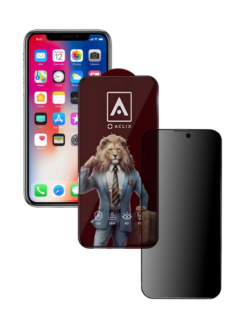 ACLIX Antistatic ESD Dustproof Premium Quality High Definition Anti-Spy Privacy Tempered Glass Screen Protector Designed For  iPhone XS Max - Image 1