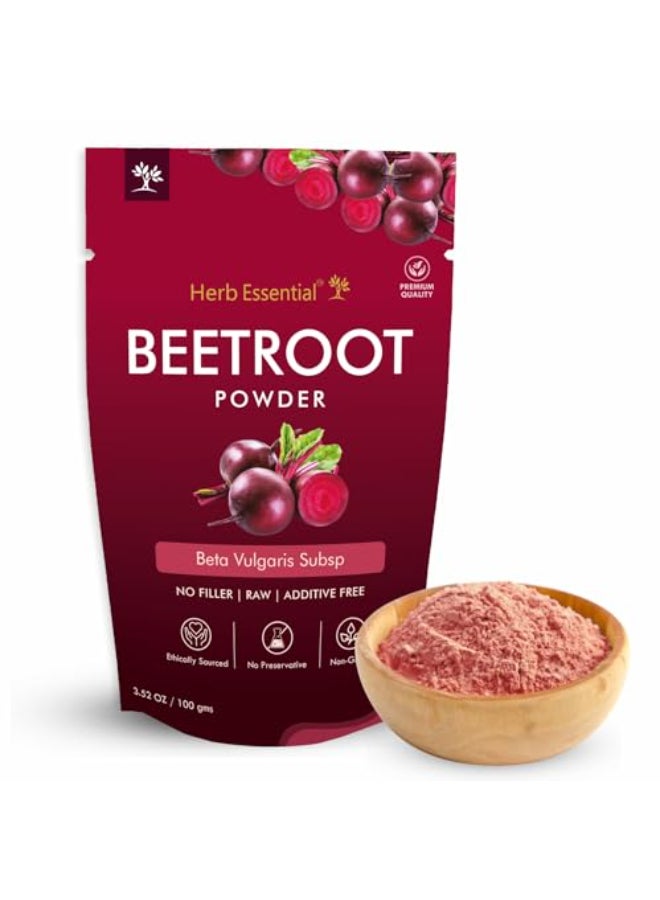 Herb Essential 352 ounce Beetroot Powder Vegan Friendly Plant Based Superfood Drink Mix Natural Beet Root Powder for Smoothie Energy 100 gram 352 ounce - Image 1