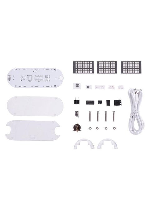 DIY Kit Digital LED Clock Dot Matrix Desk Alarm Clock Time Temperature Date  (Green Light)