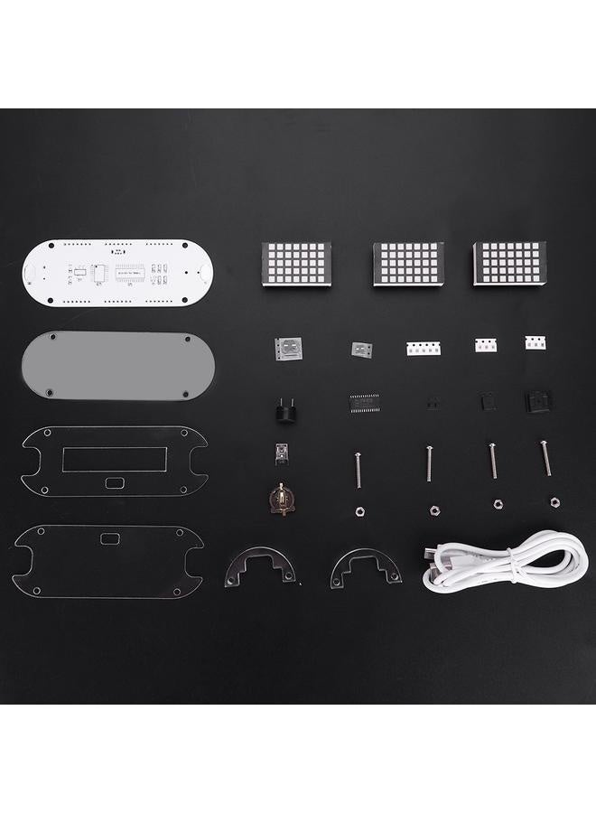 DIY Kit Digital LED Clock Dot Matrix Desk Alarm Clock Time Temperature Date  (Green Light)