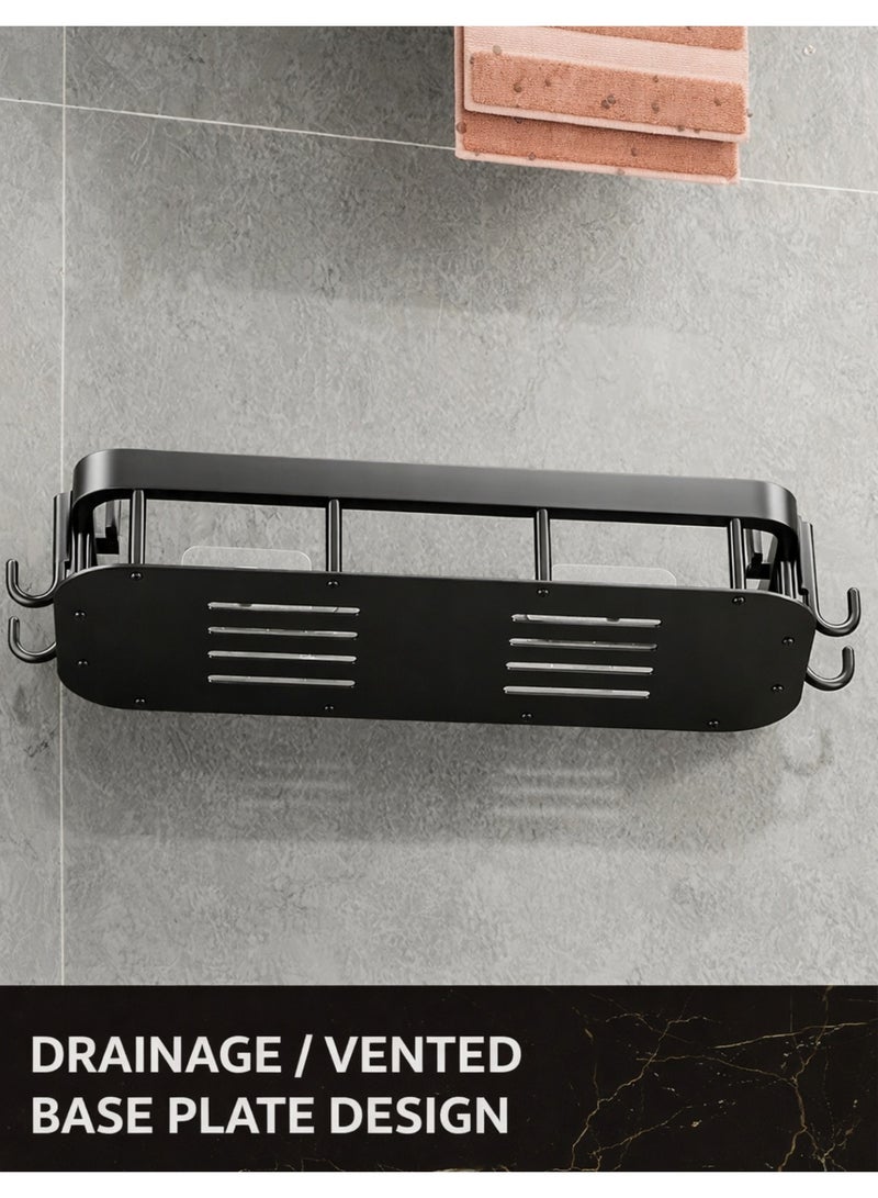 F.A.M.S Multi-Functional Wall Mounted Bathroom Shelf Organizer with Hooks & Towel Bar – Rustproof Metal Storage Rack for Kitchen & Bathroom - Image 3