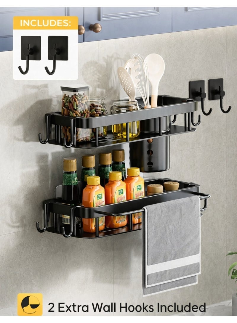 F.A.M.S Multi-Functional Wall Mounted Bathroom Shelf Organizer with Hooks & Towel Bar – Rustproof Metal Storage Rack for Kitchen & Bathroom - Image 2