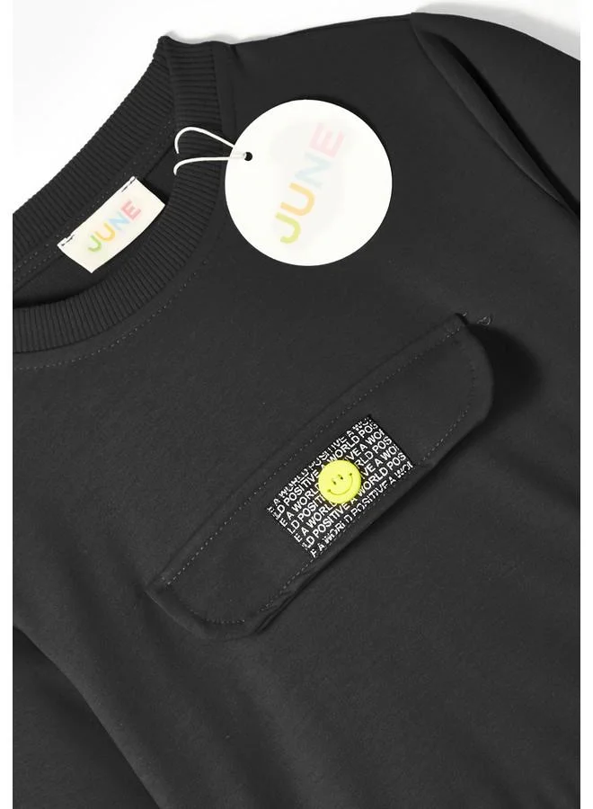 جون June Kids Tracksuit with Pocket Flap Black