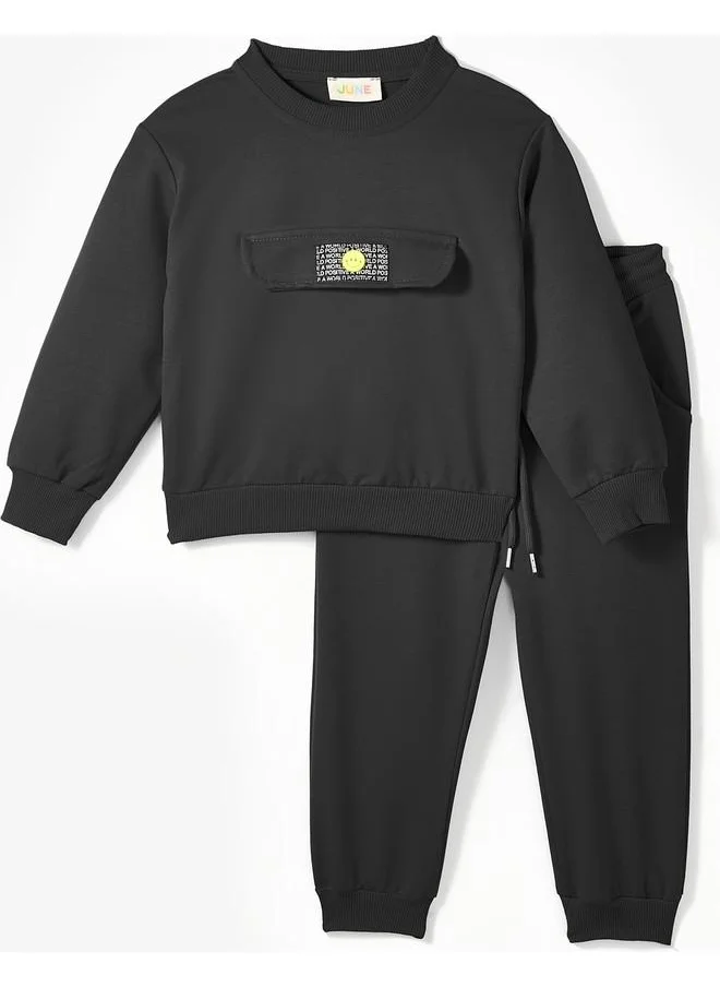 جون June Kids Tracksuit with Pocket Flap Black