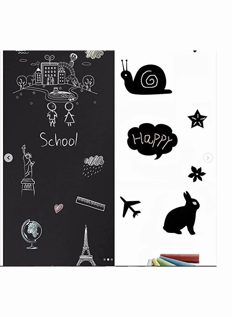 Black Board Sticker, SYOSI Chalkboard Sticker with 5 Color Chalk, Removable Teaching Writing Stickers Self-adhesive Wall Stickers Vinyl Draw Décor for Kids Rooms, School, Home, Office 45x200cm - Image 2
