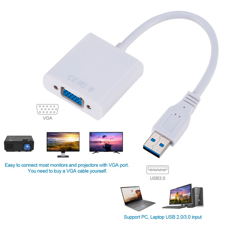 USB3.0 To VGA Adapter USB to VGA External Video Card VGA Converter for Desktop Laptop PC to Monitor Projector - Image 4