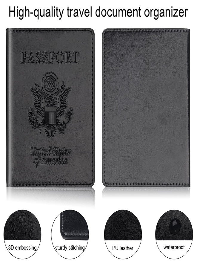 Herain Passport and Vaccine Card Holder Combo, Passport Holder with Vaccine Card Slot, Leather Travel Passport Cover Case , Passport Wallet Holder for Women Men, black+red, Waterproof,compact - Image 5
