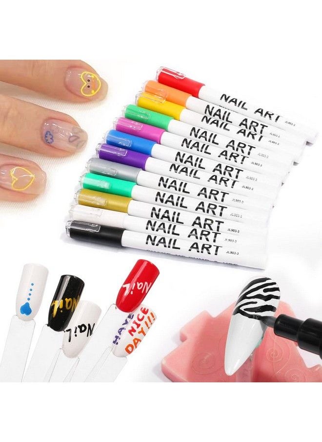 MAJOR DIJIT 12 Pcsset Nail Art 3D Painted Pen Drawing Nail Point Graffiti Dotting Pen Flower Pen Hook Line Diy Nail Art Gel Nail Polish  - Image 2