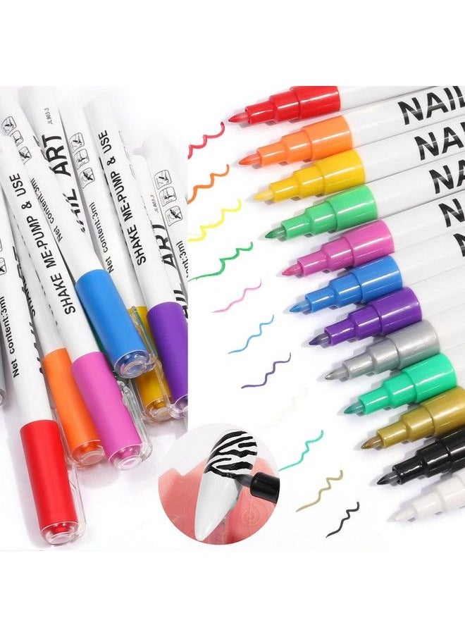 MAJOR DIJIT 12 Pcsset Nail Art 3D Painted Pen Drawing Nail Point Graffiti Dotting Pen Flower Pen Hook Line Diy Nail Art Gel Nail Polish  - Image 5