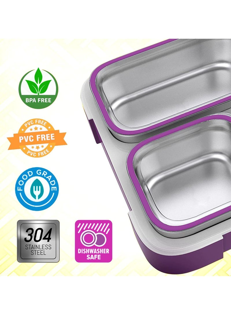 Avrini Stainless Steel Lunch Box for Kids School,Insulated Bento Lunch Box with Tableware & Bag,3 Compartment Divided Lunch Containers with Lids, 720ml - Image 4