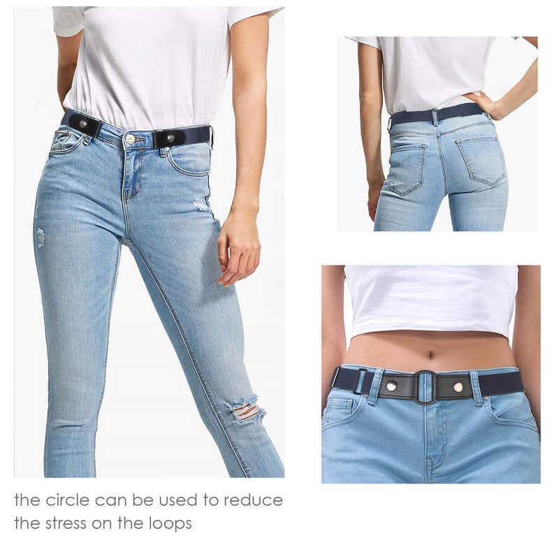 SUOSDEY No Buckle Stretch Belts for Men and Women Blue, Invisible Belts for Jeans Pants, Size L - Image 3